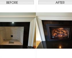 New Fullview Natural Gas Insert with White oak Log Set and Custom Four Sided Surround Natural Gas Insert with White oak Log Set