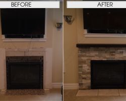 Complete new fireplace install with a new Stoll Vintage Vein Mantel and Hearthstone Cut Stones Complete new fireplace install with a new Stoll Vintage Vein Mantel and Hearthstone Cut Stones