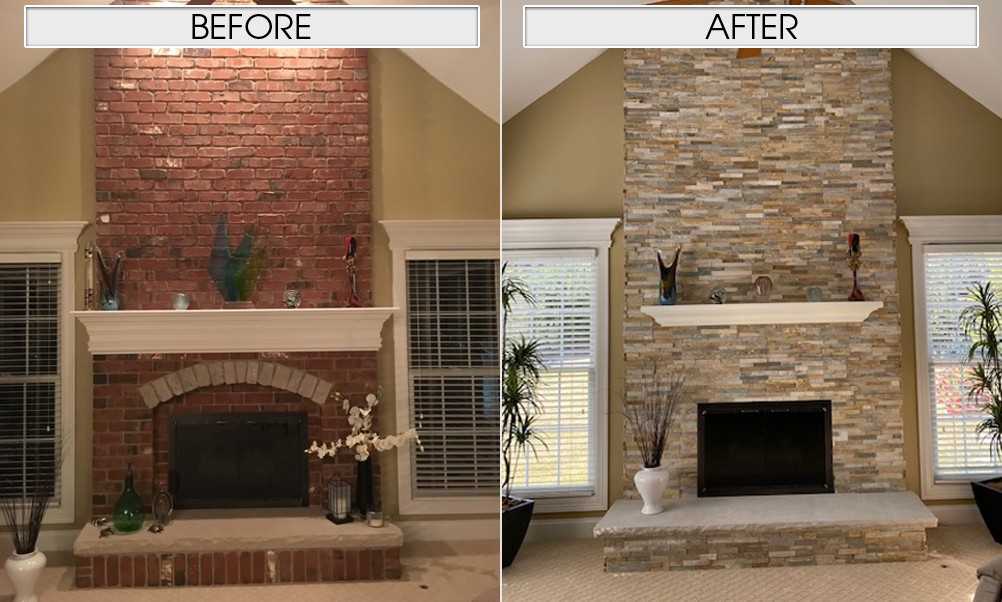 How To Reface Brick Fireplace With Stone Veneer - Fireplace Ideas