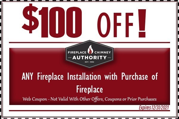 $100 Off Any Fireplace Installation with Purchase of Fireplace