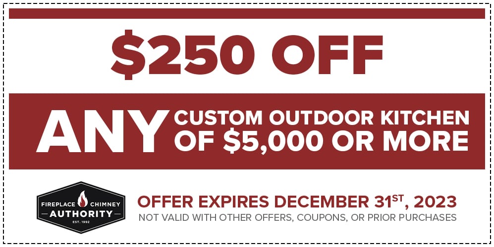 $250 OFF Custom Outdoor Kitchens of $5,000 or More.