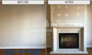 36" Revillusion Direct Wire Firebox with Revillusion Flame Technology Before & After Fireplace