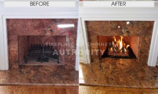 Charred Oak Stack Gas Log Set Before & After Gas Logs