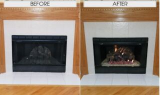Charred American Oak Gas Log Set