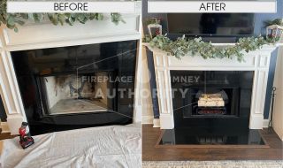 Before & After Dimplex Log Set and Rutland Hi-Temp Paint