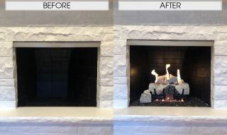 Charred Alpine Birch Logs with Unvented Burner Charred Alpine Birch Logs with Unvented Burner