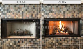 Before & After 18" Charred Oak Stack Gas Logs Installation Before & After 18" Charred Oak Stack Gas Logs Installation