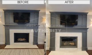 Before & After Antique Grey Glass Door Installation Before & After Antique Grey Glass Door Installation