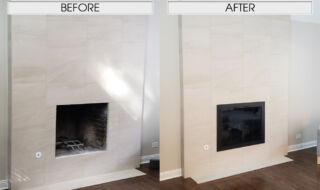 Stoll Custom Door Includes Columbia Door 4 Sided Frame in Textured Black Before & After Glass Doors