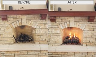 G31 Burner w/ Charred Oak Gas Log Set Before and After G31 Burner w/ Charred Oak Gas Log Set Before and After