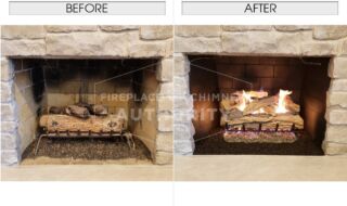 24" Split Oak Designer Plus Gas Log Set Before & After Gas Logs
