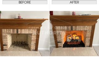 Before & After Charred Mountain Birch Log Set Installation Before & After Charred Mountain Birch Log Set