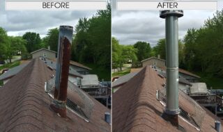 New B-Vent Chimney Chimney Before and After