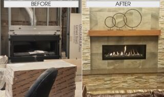 Before and After  Linear Fireplace Installation Before and After Linear Fireplace Installation