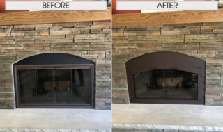 New Fireplace Door and Arch Fireplace Arch Door Before and After