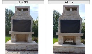 Before and After Outdoor Fireplace
