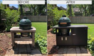Upgrade your Egg game with a new Challenger Island! Torch 48", Large Egg Top Silver Vein, Textured Black