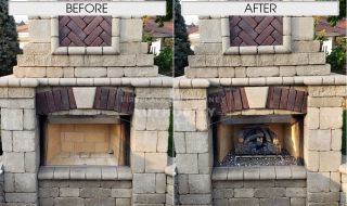 Outdoor Fireplace with 18" Charred Evergreen Oak Gas Log Set Outdoor Fireplace with 18" Charred Evergreen Oak Gas Log Set