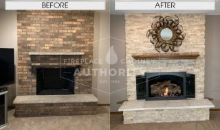 Before & After Refacing - Stone Latte Ledgestone Flats Before & After Refacing