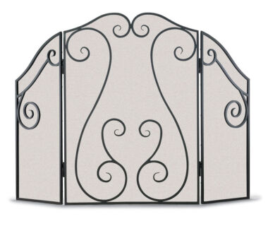 Antique Scroll 3 Panel Folding Fireplace Screen Antique Scroll 3 Panel Folding Fireplace Screen