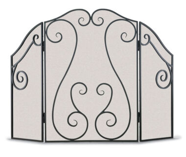 Antique Scroll 3 Panel Folding Fireplace Screen Antique Scroll 3 Panel Folding Fireplace Screen