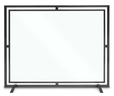 Floating Glass Single Panel Black Fireplace Screen Floating Glass Single Panel Black Fireplace Screen