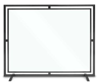 Floating Glass Single Panel Black Fireplace Screen Floating Glass Single Panel Black Fireplace Screen