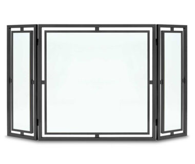 Floating Glass Tri Panel Black Fireplace Screen Floating Glass Tri Panel Black Fireplace Screen