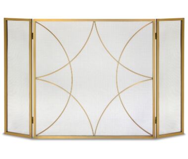 Forged Diamond Tri Panel Brass Fireplace Screen Forged Diamond Tri Panel Brass Fireplace Screen
