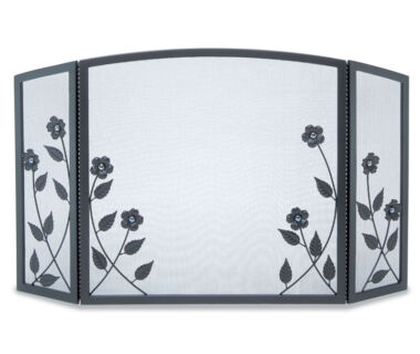 Forged Floral Tri Panel Fireplace Screen Forged Floral Tri Panel Fireplace Screen