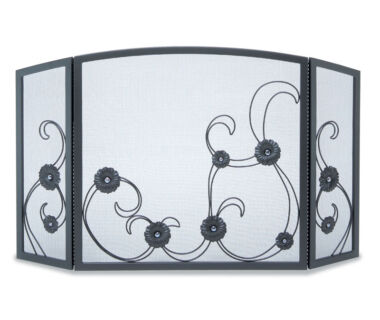 Forged Sunflower Scroll Tri Panel Fireplace Screen Forged Sunflower Scroll Tri Panel Fireplace Screen