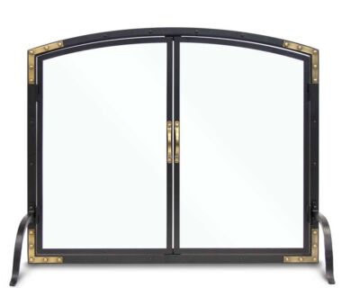 Refined Rivet Glass Door Fireplace Screen Refined Rivet Glass Door Fireplace Screen