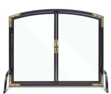 Refined Rivet Glass Door Fireplace Screen Refined Rivet Glass Door Fireplace Screen