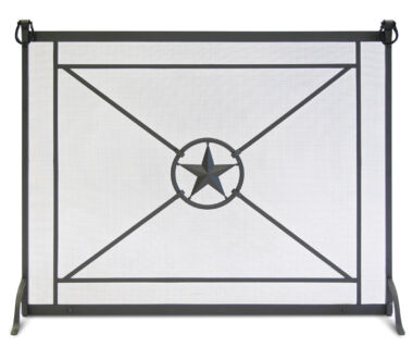 Western Star Single Panel Black Fireplace Screen Western Star Single Panel Black Fireplace Screen