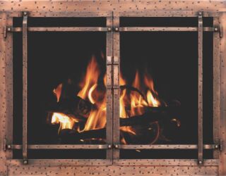 Aged Iron Door with Window Pane in Antique Copper Aged Iron Door with Window Pane in Antique Copper