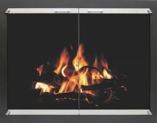 Inline Door in Textured Black with Antique Steel Trim Inline Door in Textured Black with Antique Steel Trim