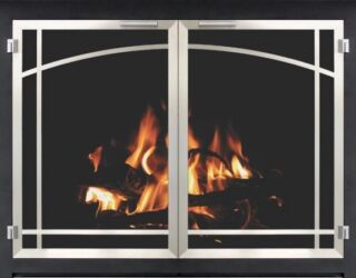 Inset Door in Textured Black with Brushed nickel Frame and Window Pane Inset Door in Textured Black with Brushed nickel Frame and Window Pane