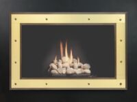 Layered Manhattan Door in Textured Black and Newport Brass Frame Layered Manhattan Door in Textured Black and Newport Brass Frame