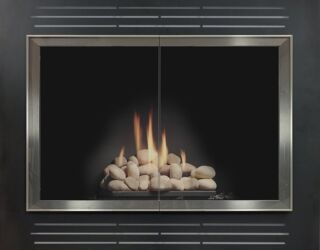 Nolita Zero Clearance in Textured Black with Brite Nickel Frame and 1515 Louvers Nolita Zero Clearance in Textured Black with Brite Nickel Frame and 1515 Louvers