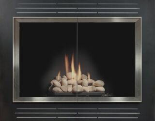 Nolita Zero Clearance in Textured Black with Brite Nickel Frame and 1515 Louvers Nolita Zero Clearance in Textured Black with Brite Nickel Frame and 1515 Louvers